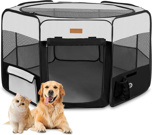 Dog Playpen, Portable Pet Play Pen for Cat, Puppies, Rabbits, Chickens, Foldable Large-Capacity Pet Tent for Indoor/Outdoor Travel Camping (Size XL Without Carry Bag)-PurrikoPets