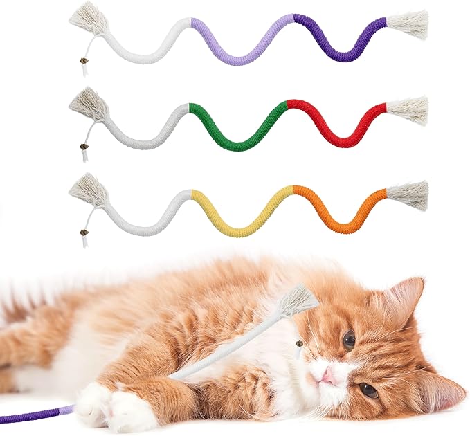 3pcs Safe Cat Rope Toy,Teeth Clean Toy for Cat, Cat Chew Toys for Indoor Cat,Kitten Interactive Toys-PurrikoPets