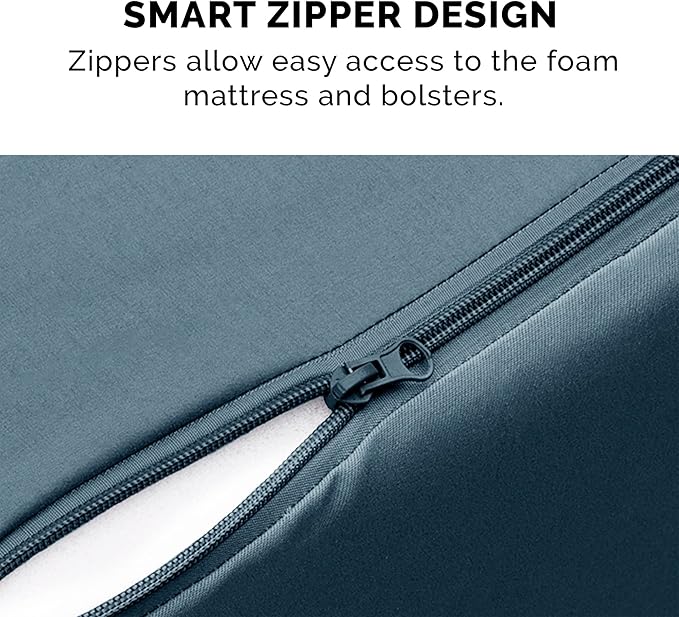 Furhaven Cooling Gel Dog Bed for Large Dogs w/ Removable Bolsters & Washable Cover, For Dogs Up to 95 lbs - Pinsonic Quilted Paw L Shaped Chaise - Bluestone, Jumbo/XL-PurrikoPets