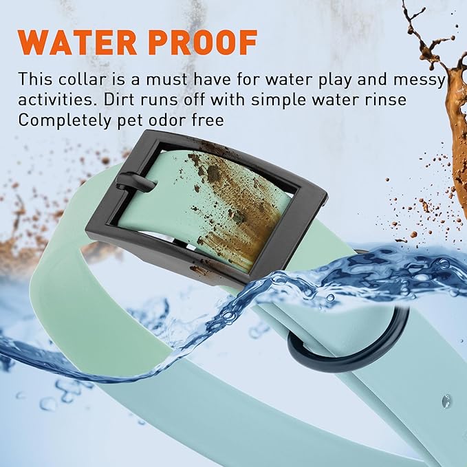 Dogline Biothane Waterproof Dog Collar Strong Coated Nylon Webbing with Black Hardware Odor- Proof for Easy Care Easy to Clean High Performance Fits Small Medium or Large Dogs, Sage Green-PurrikoPets