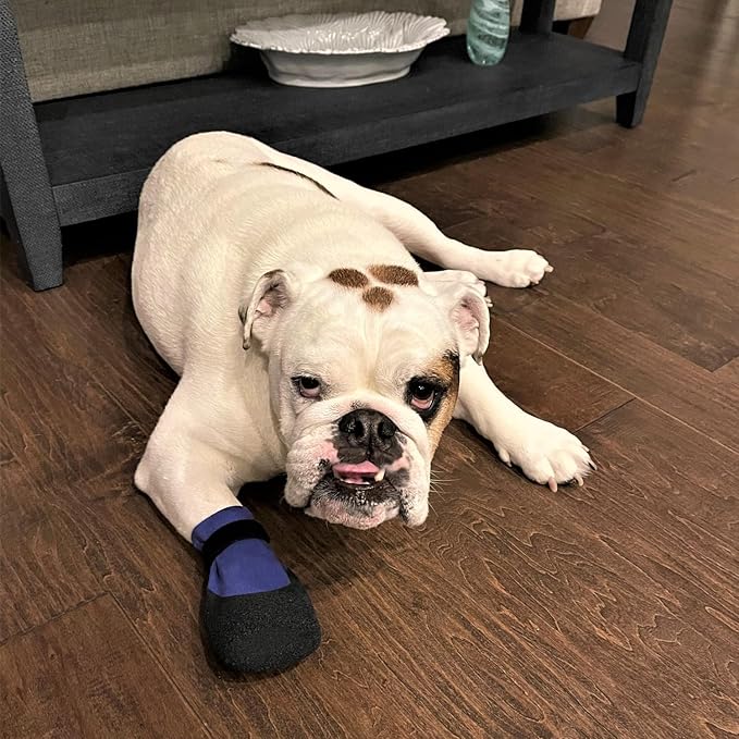 Double Dipped Thick Textured Waterproof Cotton Dog Socks | PawFlex Comfy Pawz Soft Indoor/Outdoor Pet Booties | Non-Slip Silicone Grip at Inner Wrist for No Twisting or Sliding Off| Adjustable Strap-PurrikoPets