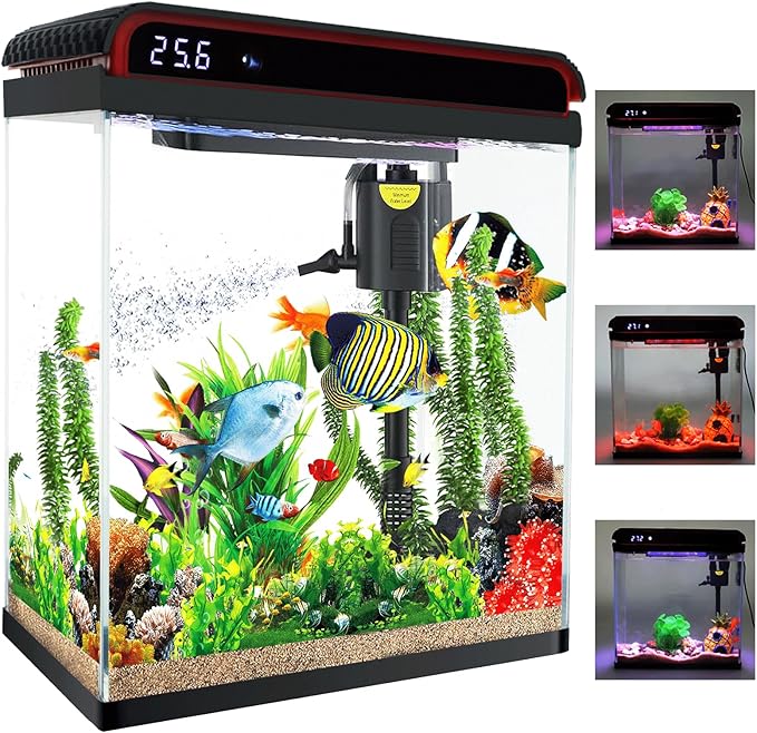 20 Gallon Fish Tank, Large Betta Tank with Glass Aquarium Starter Kits Self Cleaning with 3 Types of LED Lights and Filter Water Pump, Ultra Quiet Decoration Kids Room Gift Decor-PurrikoPets