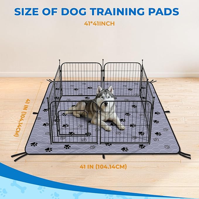 Fostanfly Washable Pee Pads for Dogs, 2 Pack 41"x41", Ultra-Absorbent Leakproof Non-Slip Reusable Potty Training Pads for Dogs, Cats & Puppies Potty-PurrikoPets