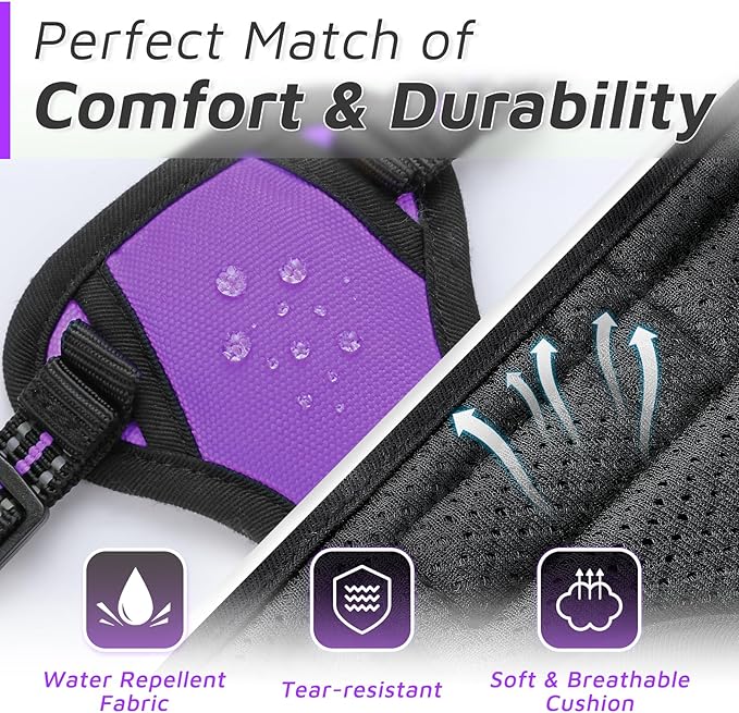 Eagloo Small Dog Harness No Pull, Service Vest with Reflective Strips and Control Handle, Adjustable and Comfortable for Easy Walking, No Choke Pet Harness with 2 Metal Rings, Purple, XS-PurrikoPets