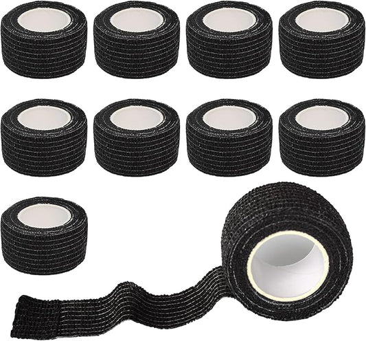 9 Pack 1" x 5 Yards Self Adhesive Bandage Wrap Self Stick Wrap for Ankle, Wrist, Finger, Sports, Breathable Cohesive Vet Tape for Pets (Black)-PurrikoPets