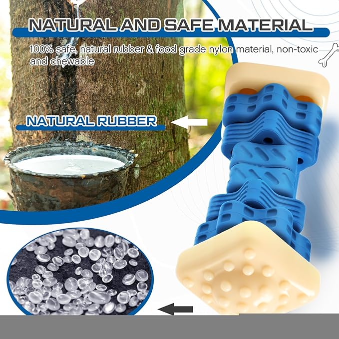 Aliceset 2 Pcs Dog Toys for Aggressive Chewers Tough Durable Indestructible Puzzle Interactive Dog Cognitive Chew Toys with Beef Flavor, Safe Rubber Bone Shape Enrichment Gift to Keep Them Busy-PurrikoPets