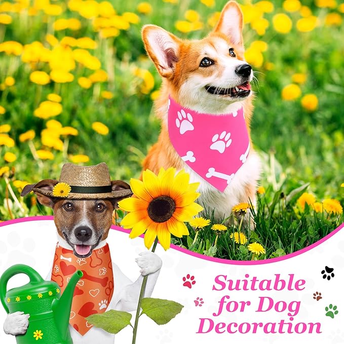 Abbylike 200 Pcs Paw Print Dog Bandanas Bulk Soft Triangle Scarves for Pets Party Costume Doggie Walking Photo Props Bibs for Pets Shops Grooming Groomers Adoption Events Halloween Party Gifts-PurrikoPets