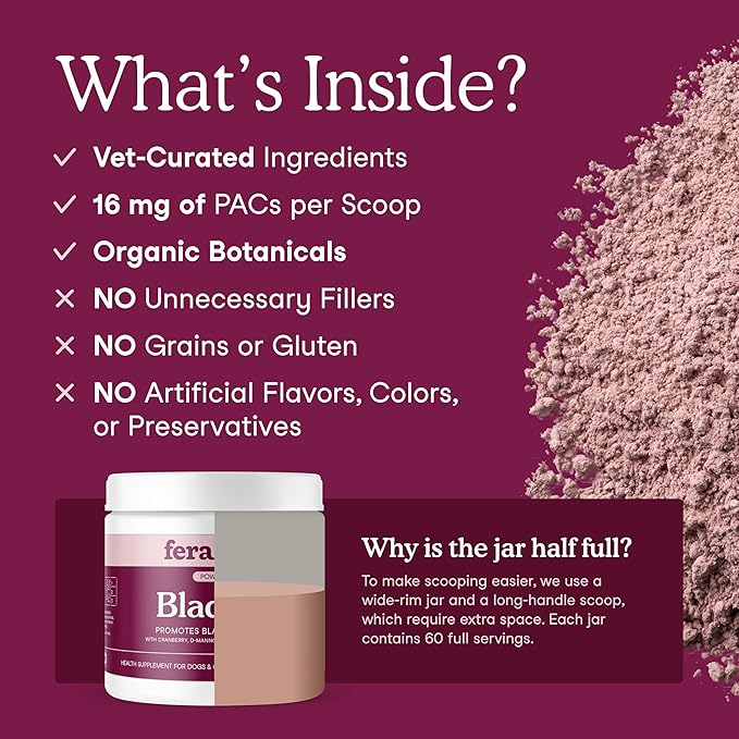 Fera Pets Bladder Support - Cranberry for Dogs & Cats - D-Mannose & Marshmallow Root - Urinary Tract Support - Supports Normal Urine pH - Boosts Immunity - 60 Scoops-PurrikoPets