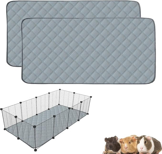 2 Pack Guinea Pig Cage Liners for C&C 2x4 Habitat Washable Guinea Pig Bedding Super Absorbent | Waterproof | Non Slip| Reusable Guinea Pig Pee Pads for Small Animals Cages - 57.1" x 27.6"-PurrikoPets