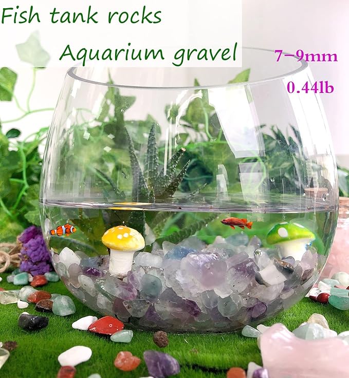 Fluorite Aquarium Gravel Rocks Natural Tumbled Healing Crystal Chips Bulk Gemstones Tumbled Crushed Stones for Fountain Vase Filler Planters Decorative Fish Tank Potted Reiki Energy Balancing 0.44lb-PurrikoPets