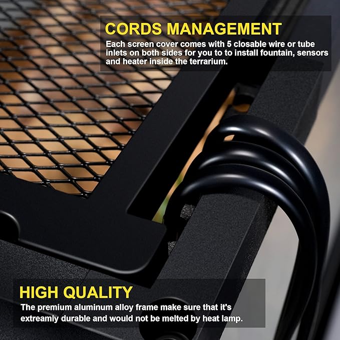 10 Gallon Professional Glass Terrarium 12"x12"x18" Durable Reptile Habitat Tank with Heat Resistant Aluminum Alloy Frame, Dual Front Swinging Doors for no Jam by Sand and Other Debris-PurrikoPets