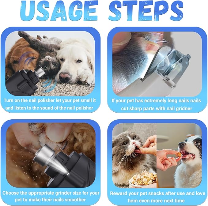 2 in 1 Dog Nail Clippers and Grinder with Lights & Cat Nail Clipper for Large Medium Small Dogs Cats Nail Trimmers USB Rechargeable with 2 LED Lights Dog Claw Care for Non-Black Nails-PurrikoPets