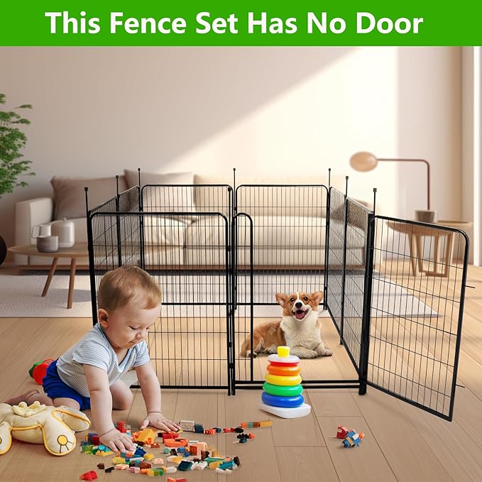 Garden Fencing 48in High No Door, 12 Panels Total 26.6Ft(L) Dog Fence Outdoor for Yard. Black Metal Fencing for Yard 4ft Tall, Flower Bed Fence, Animal Barrier Fences-PurrikoPets