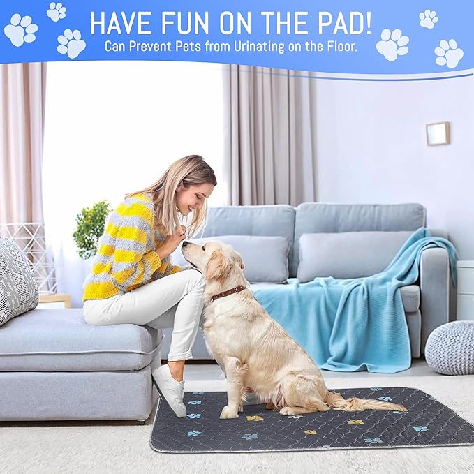 Aitmexcn Washable Puppy Dog Pee Pad, 100% Waterproof Whelping Training Mat for Puppy/Senior Dog, Fast Drying Reusable Puppy Pads for Indoor, Outdoor and Car Travel- 72'' x 72''- 2PCS-PurrikoPets