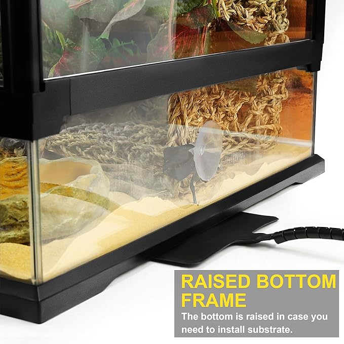 32 Gallon Professional Glass Terrarium 24"x18"x18" Durable Reptile Habitat Tank with Heat Resistant Aluminum Alloy Frame, Dual Front Swinging Doors for no Jam by Sand and Other Debris-PurrikoPets