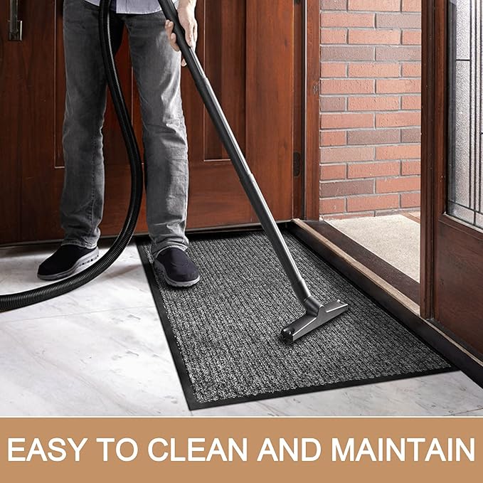 Durable Front Door Mat, Heavy Duty Indoor Outdoor Doormat, 48” x 36” Low Profile Outdoor Mats for Home Entrance, Stain and Fade Resistant Shoe Scraper Mat, Ideal for High Traffic Area-PurrikoPets