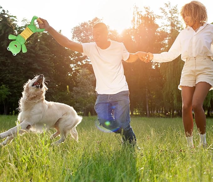 Dog Squeak Toys Durable Plush Dog Toy with Crinkle Paper, Tug of War Pull Toys for Puppies, Interactive Dog Chew Toys for Small, Medium and Large Dogs-PurrikoPets