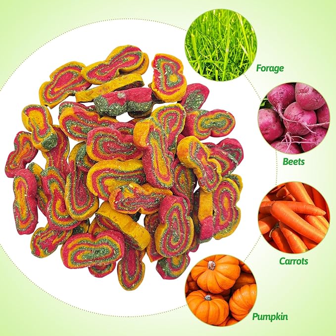 Fhiny Rabbit Chew Toys Mixed Forage Beetroot Carrot and Pumpkin Bunny Treats for Hamsters Guinea Pigs Chinchillas and Other Small Rodents Teeth Grinding (0.29lb/130g)-PurrikoPets