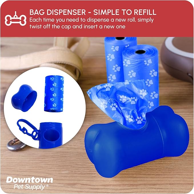 Downtown Pet Supply Rainbow Paw Print Poop Bags (2200 CT & 2 Dispensers) - Leak-Proof, Unscented, Clips to Leashes & Harnesses-PurrikoPets