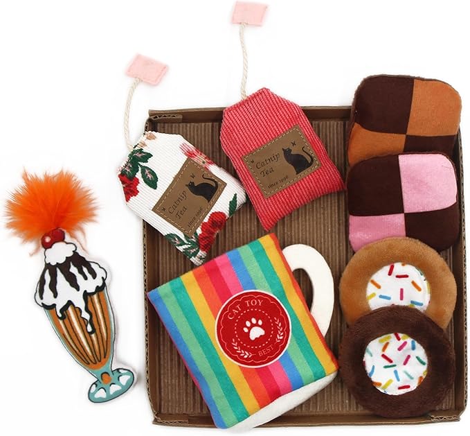8 Assortments Sweets Value Pack, Natural Interactive Catnip Cat Toys, Toy with Crinkle and Feather, Accessories for Indoor Cat, Kitten Toys-PurrikoPets