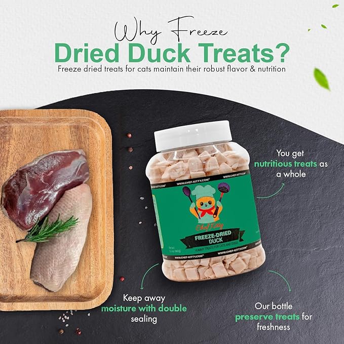Freeze-Dried Duck Treats for Cats & Dogs – 100% Human Grade, Single Ingredient, High-Protein, Healthy Snack – No Additives or Preservatives – 3.0oz - Inspected & Tested in USA-PurrikoPets
