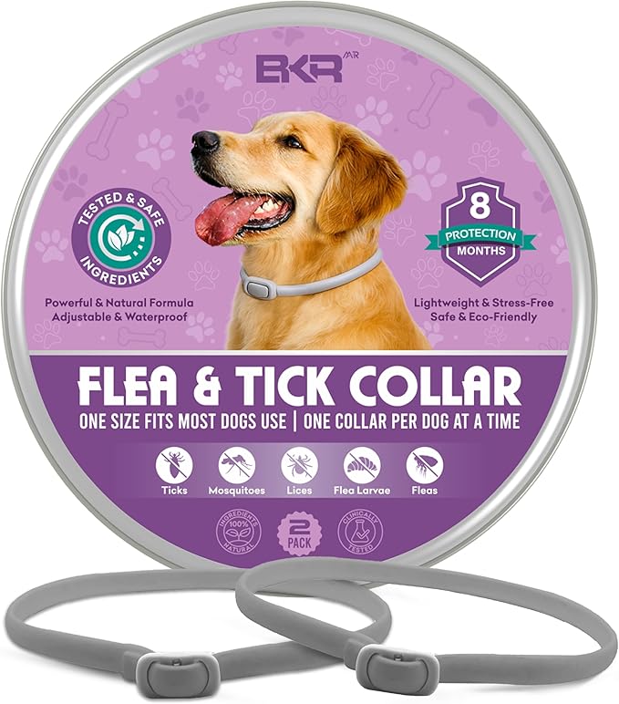 Flea Collar for Dogs – 2 Pack 16 Month Natural Flea & Tick Prevention Dog Flea Collar Adjustable One Size Fits All, Safe and Effective-PurrikoPets