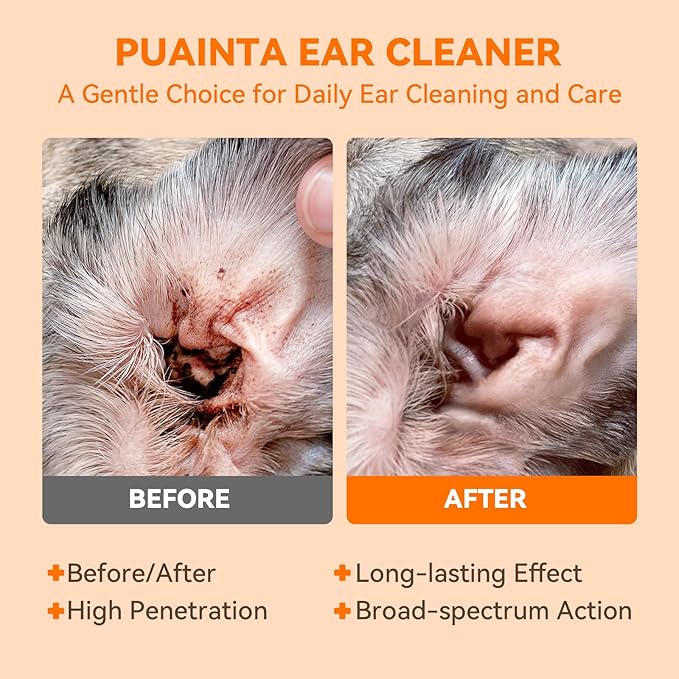 Ear Cleaner for Dog & Cats, Dog Ear Drop and Infection Treatment, Dog Ear Cleaning Solution- Cleaning,Soothing and Deodorizing Itchy Ears 4oz-PurrikoPets