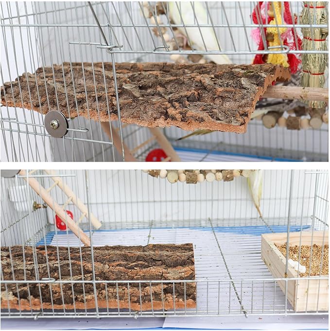 4 Pack Cork Bark Perch for Bird, 11.8 × 7.9 inch Natural Parrot Chewing Toys, Birdcage Background Decor Accessories, Bark Toy for Budgie Parakeet Cockatiel Lovebirds Conures Hamster Guinea Pig Rat-PurrikoPets