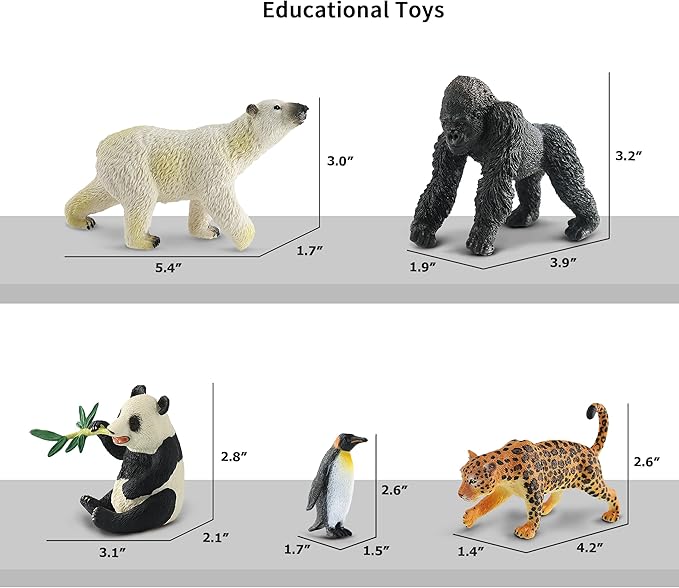 9 PCS Zoo Animal Toys for Kids 3-5 Realistic Plastic Wild Animal Figurine Toys Educational Learning Toy for Kids Boys Girls Toddlers-PurrikoPets