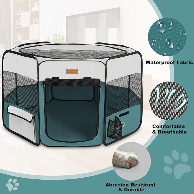 Dog Playpen, Portable Pet Play Pen for Cat, Puppies, Rabbits, Chickens, Foldable Large-Capacity Pet Tent for Indoor/Outdoor Travel Camping (Size XL Without Carry Bag)-PurrikoPets