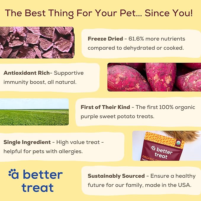 A Better Treat – Freeze Dried Organic Purple Sweet Potato Dog and Cat Treats, Organic, Single Ingredient | Natural, Healthy, Diabetic Friendly | Made in The USA-PurrikoPets