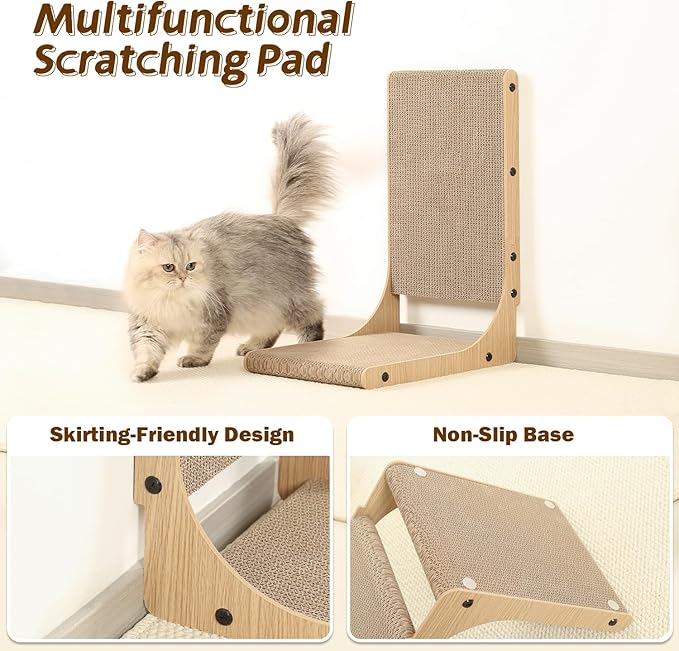 2-Pack Cat Scratching Board, 19.7'' Tall Cardboard L Shape Vertical Cat Scratchers for Indoor Cats, Cat Scratching Post for Wall and Couch, Medium-PurrikoPets