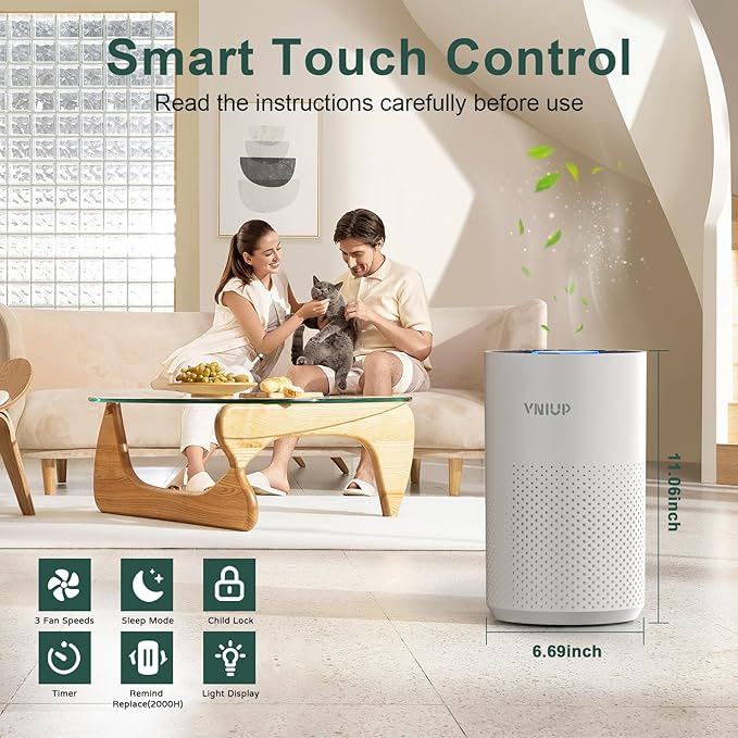 Air Purifiers for Bedroom Home up to 800 ft², Vniup H14 True HEPA Room Air Purifiers for Bedroom, with Fragrance Function Sleep Mode& Light Mode Air Cleaner for Pet Dander Odor Dust Smoke-PurrikoPets