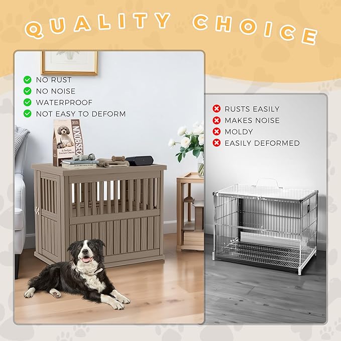 Dog House - Resin Outdoor Dog Kennel with Ventilated Design, Waterproof Dog Bed Shelter for Backyard, Garden & Patio-PurrikoPets