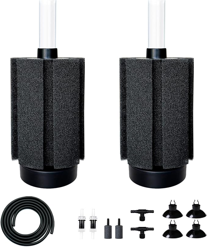 2Pcs Aquarium Sponge Filter,30 Gallon Fish Tank Sponge Filter with Airstone Breeding Fry Betta Shrimp for Fish Tank 10 Gal to 50 Gal-PurrikoPets