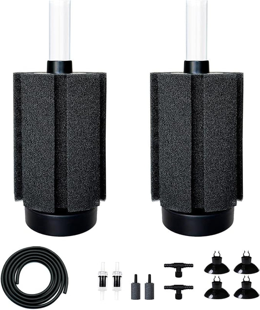 2Pcs Aquarium Sponge Filter,30 Gallon Fish Tank Sponge Filter with Airstone Breeding Fry Betta Shrimp for Fish Tank 10 Gal to 50 Gal-PurrikoPets