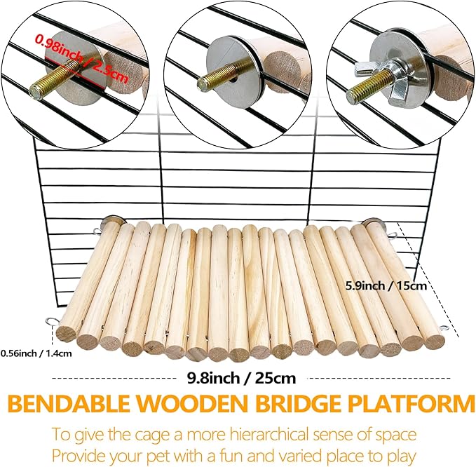 2Pcs Chinchilla Wood Ledge Hamster Wooden Flexible Platform Perch Climbing Toys Cage Accessories for Rat Mouse Sugar Glider Small Animal-PurrikoPets