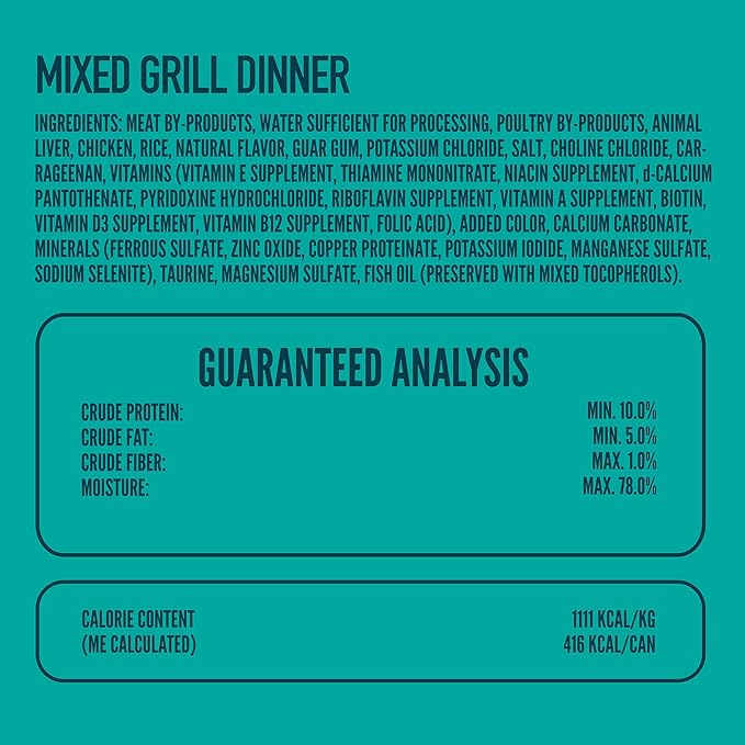 A Strong Heart Canned Wet Cat Food, Mixed Grill Dinner - 13.2 oz Cans (Pack of 12), Made in The USA with Real Chicken & Liver-PurrikoPets