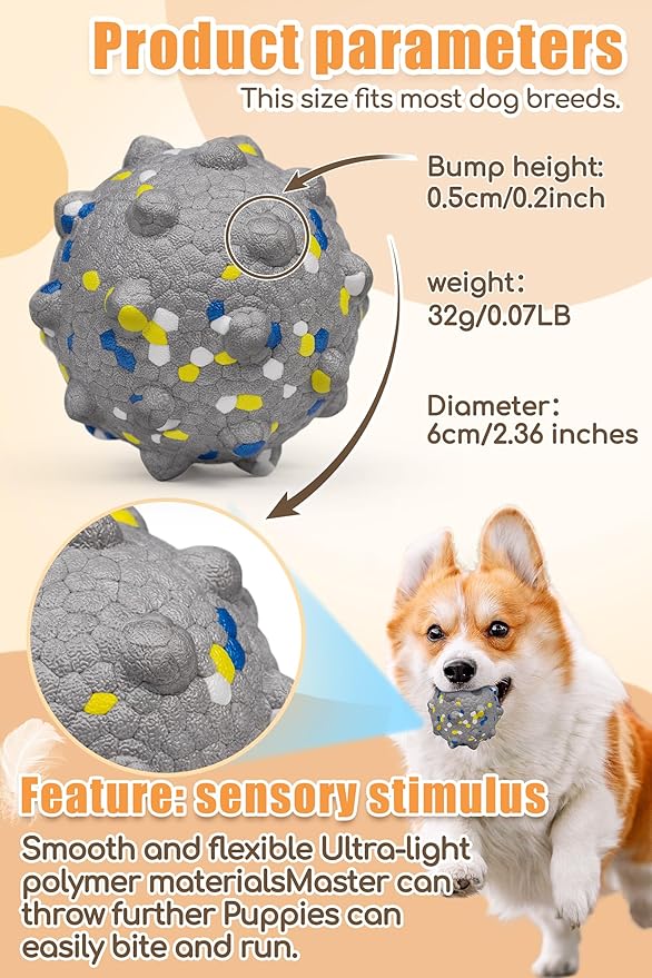 2.36'' Dog Balls for Dogs Aggressive Chewers Indestructible Tennis Durable Bouncy Interactive Dog Toy Balls for Fetch Game Floating Training(Grey Medium)-PurrikoPets