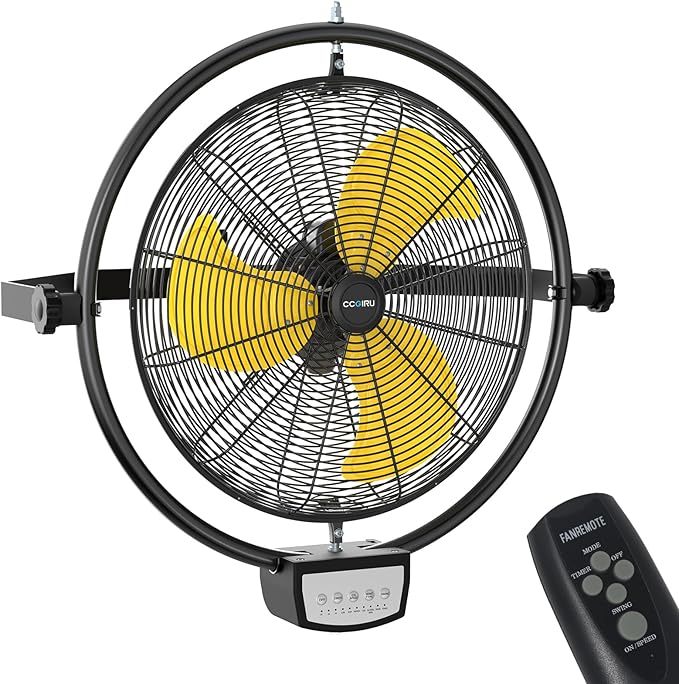5100 CFM 20" Remote Control Wall Mount Fans, High Velocity 3-Speed Professional Oscillating Wall Fan with Timer, Heavy Duty Industrial Wall Fans for Patio, Commercial, Gazebo, and Garage, UL Listed-PurrikoPets
