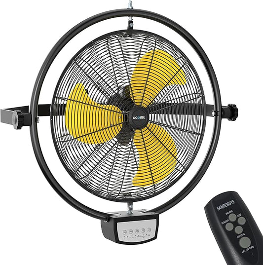 5100 CFM 20" Remote Control Wall Mount Fans, High Velocity 3-Speed Professional Oscillating Wall Fan with Timer, Heavy Duty Industrial Wall Fans for Patio, Commercial, Gazebo, and Garage, UL Listed-PurrikoPets