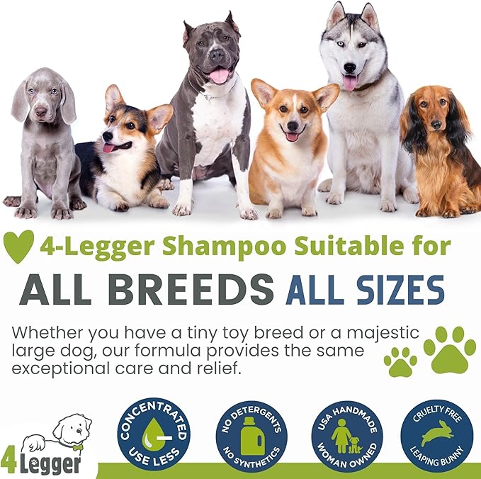 4-Legger Certified Organic Dog Shampoo - All Natural and Hypoallergenic with Aloe and Lemongrass, Soothing for Normal, Dry, Itchy or Allergy Sensitive Skin - Biodegradable - Made in USA - 16 oz-PurrikoPets