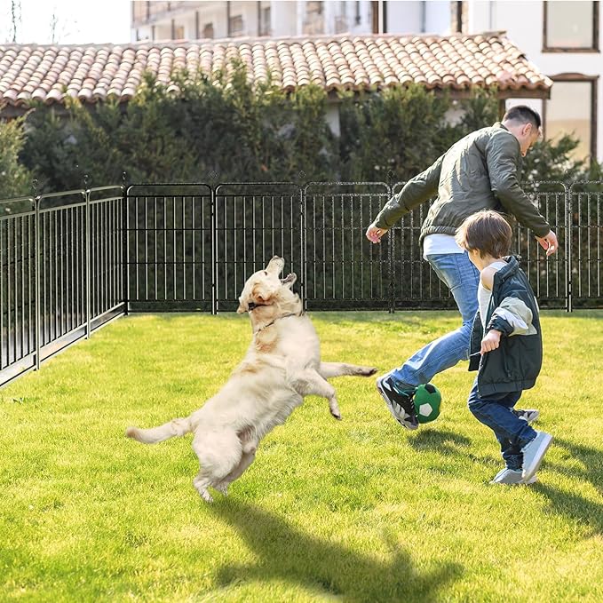 Dog Playpen Outdoor 16 Panels Heavy Duty Dog Fence 40" Height with Thick Pipe Anti-Rust with Doors Portable for RV Camping Yard, Total 36FT, 103 Sq.ft, Snowy Black-PurrikoPets