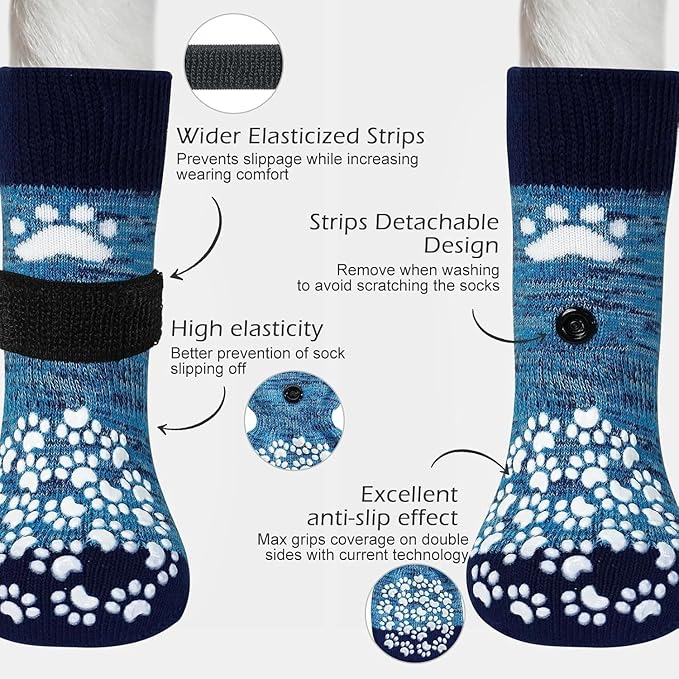 EXPAWLORER Anti Slip Dog Socks to Prevent Licking Paws, Dog Shoes for Hot Pavement, Dog Booties for Small Medium Large Senior Dogs, Traction Control Boots & Paw Protectors for Hardwood Floors-PurrikoPets