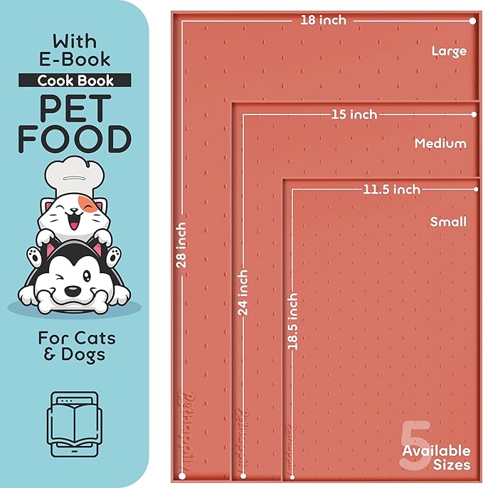 Dog Food Mat - 28x18 Raised Edges Dogs Mat for Food and Water Prevent Spill, Waterproof Cat Food Mats Protect Floors, Easy Clean Dog Bowl Mats for Food and Water, Silicone Pet Feeding Placemats-PurrikoPets