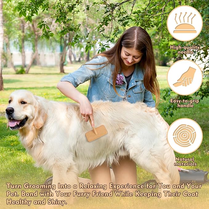 Dog Slicker Brush for Shedding & Grooming - Professional Dog Brush and Cat Brush with Coated Tips & Air-Cushion Design, Deshedding Tool Removes Undercoat Tangles & Loose Fur for Long/Short Hair Pets-PurrikoPets