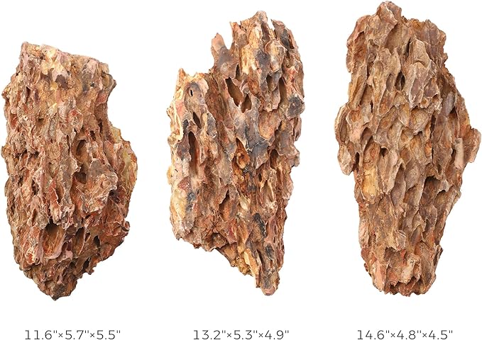 10-12 Inches Natural Dragon Stone 3 PCS Extra Large Aquarium Rocks for Aquascaping, Aquarium Landscaping, Terrariums, Fish Tank Decoration, Vivariums, Paludarium, Amphibian Enclosures-PurrikoPets