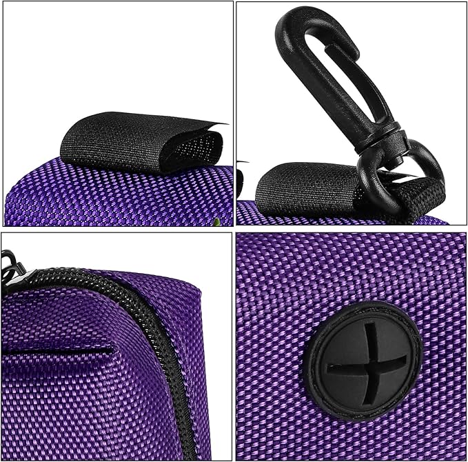 Dog Waste Bag Dispenser Pet Poop Bags Holder for Doggie Waste Bags Dispensers Soft Fabric Zipper Small Doggy Puppy Pouch for Leash Accessory Attachment with Carrier,Purple-PurrikoPets