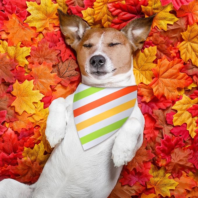 100 Pieces Fall Dog Bandanas Bulk Colorful Autumn Bandanas for Dogs with Polka Dot Stripe Wave Patterns for Pets Doggies Fall Autumn Thanksgiving Party Costume Accessories-PurrikoPets