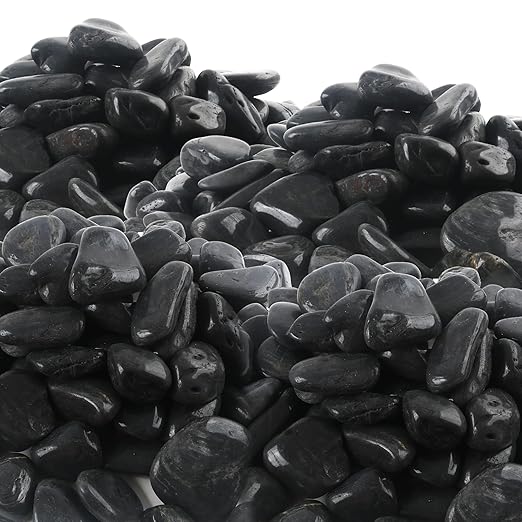 45LB 1"-2" Black Rocks for Plants, Polished Pebbles for Garden Landscaping, Planters,Aquarium,Vase Fillers, Indoor & Outdoor Decor-PurrikoPets